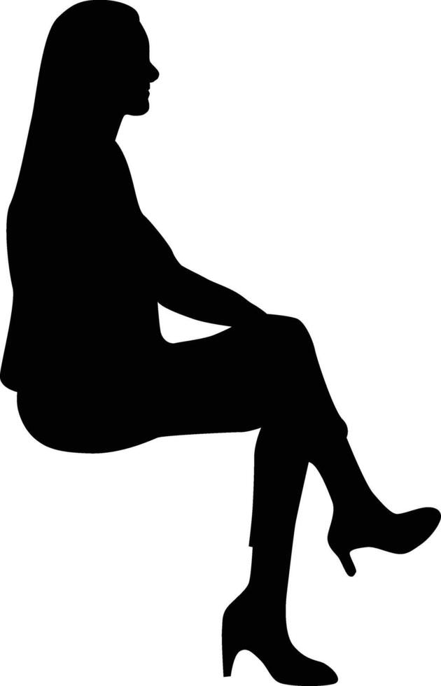 People sitting silhouette illustration. Person pose while sit down vector