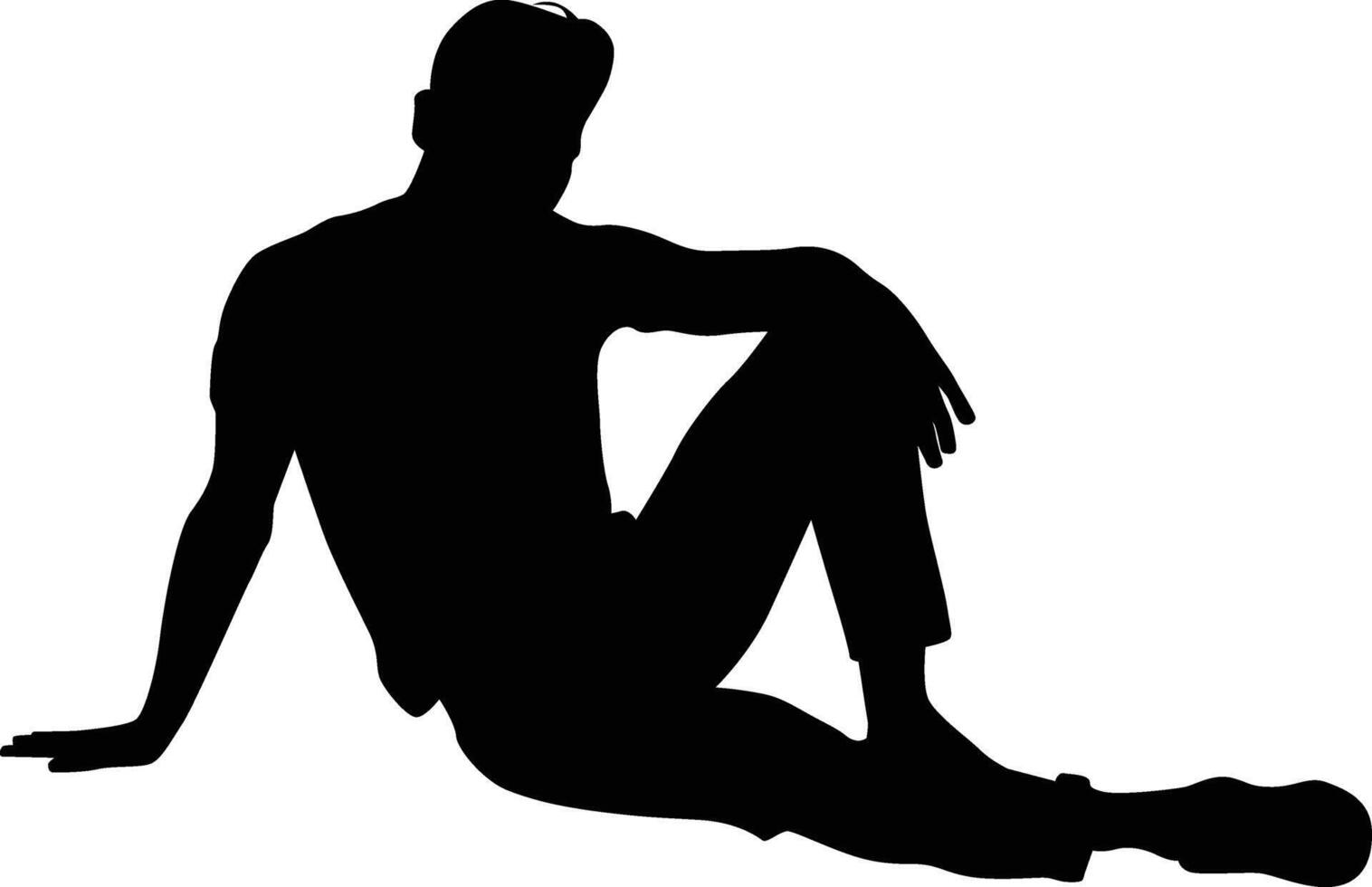 People sitting silhouette illustration. Person pose while sit down vector