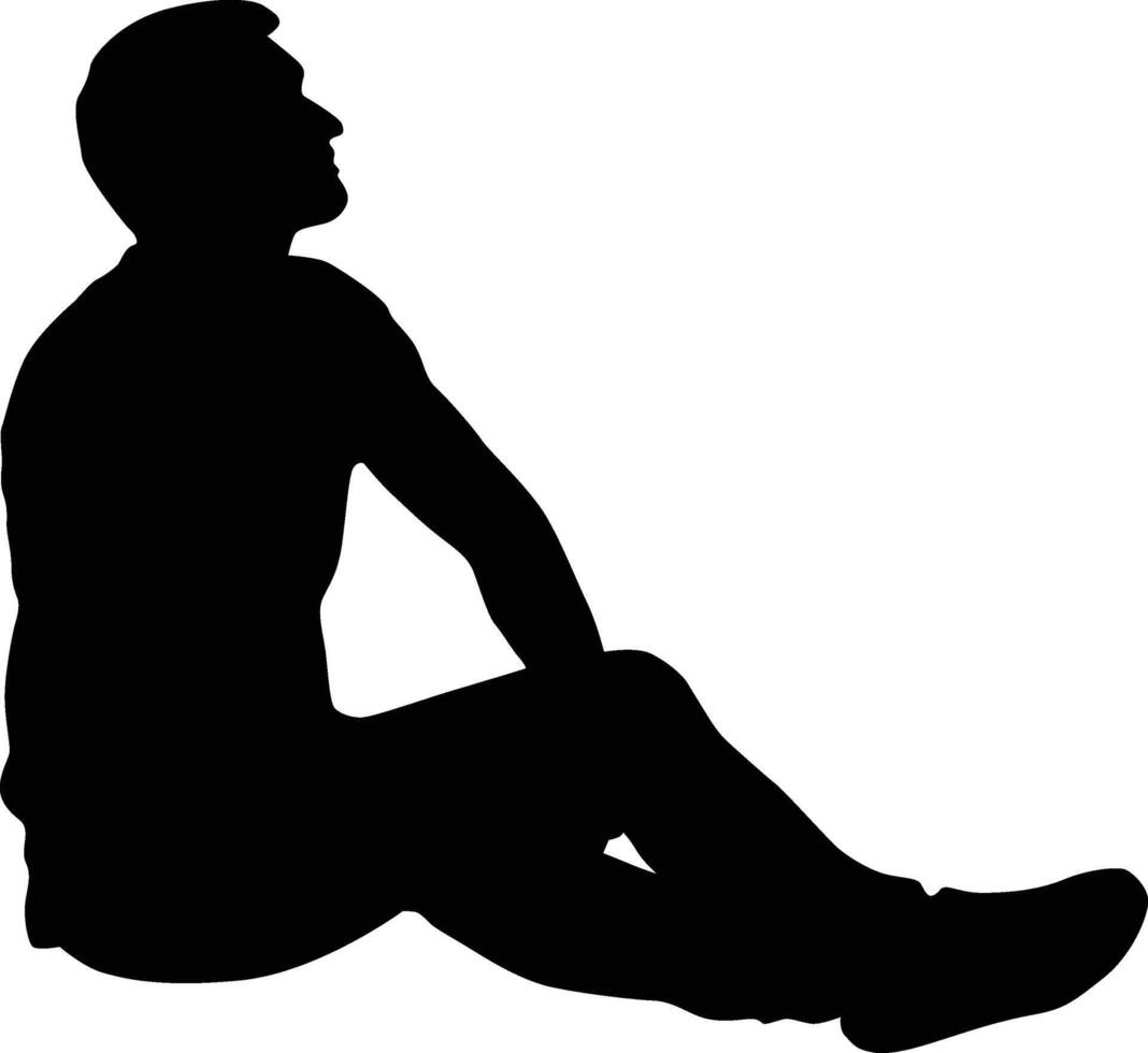 People sitting silhouette illustration. Person pose while sit down vector