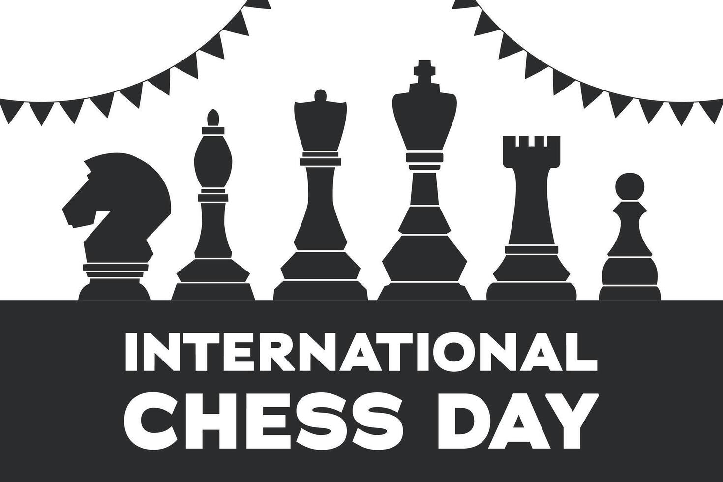 international chess day background illustration silhouette design vector