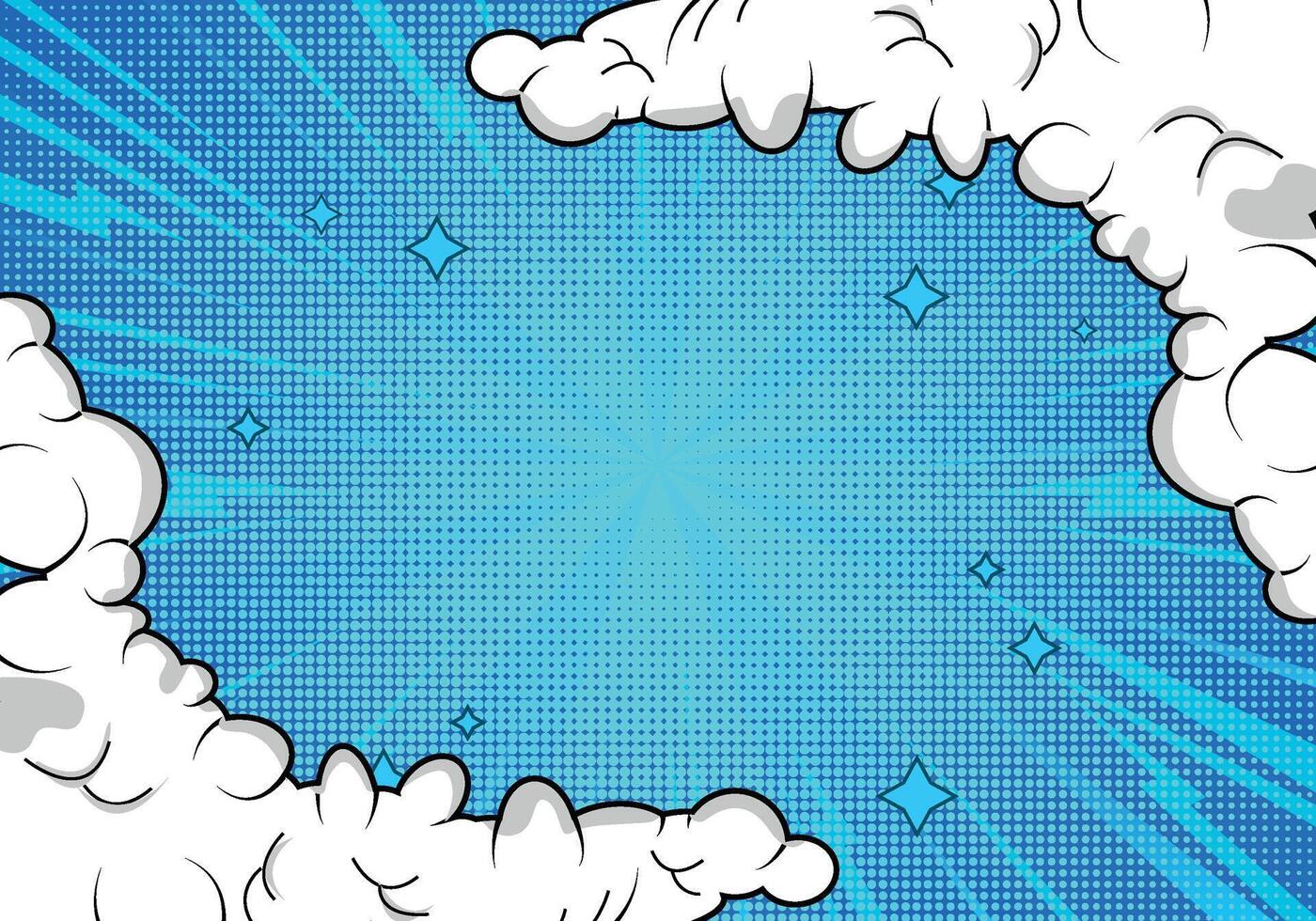 Comic background with blue color and cloud vector