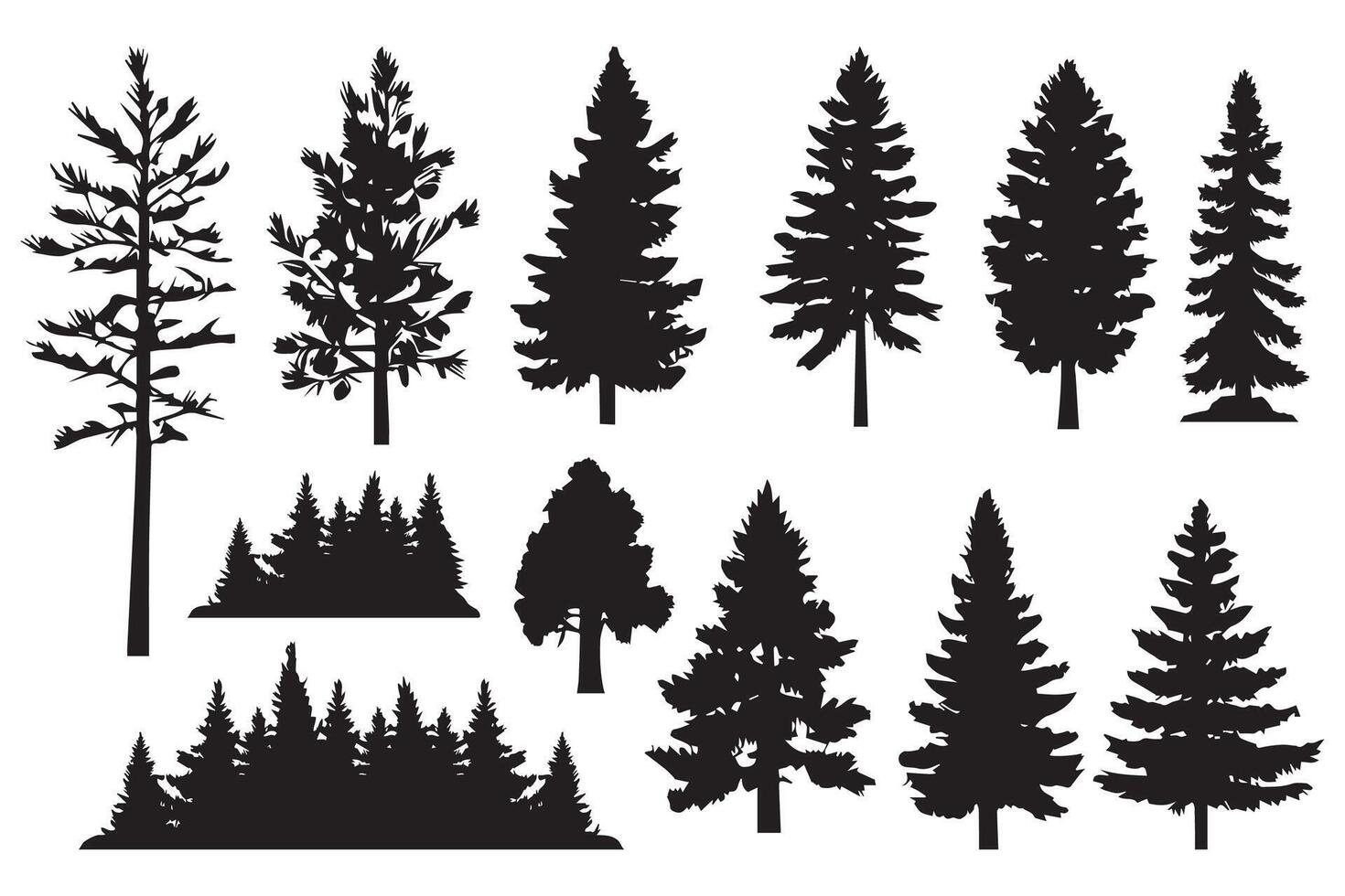 Silhouette trees collections. Abstract illustration vector