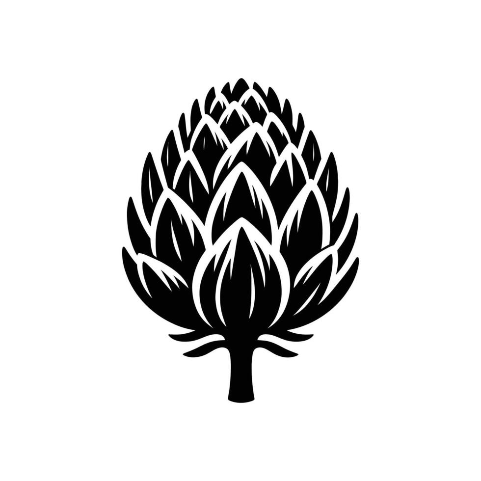 Black and White Artichoke Illustration - High-Quality Silhouette Graphic for Culinary and Botanical Projects vector