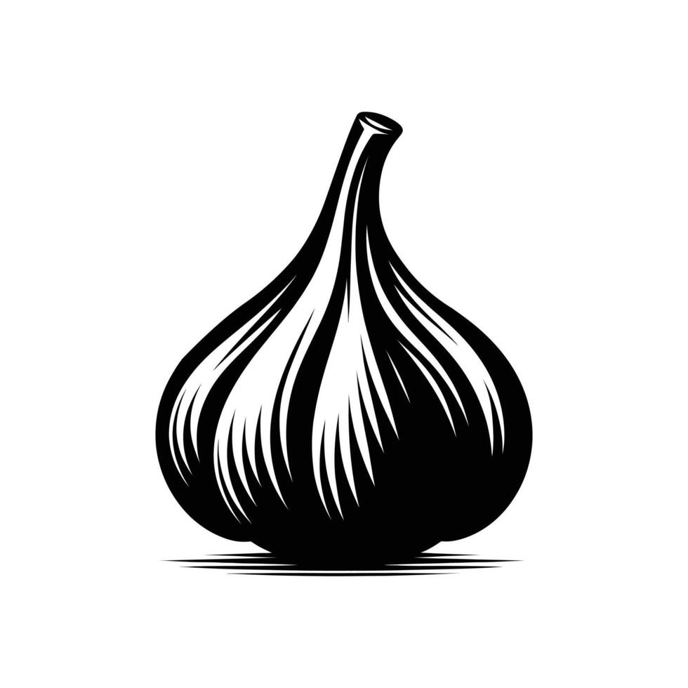 Elegant Garlic Icon - Intricate Black and White Silhouette for Cooking, Nature, and Art Projects vector