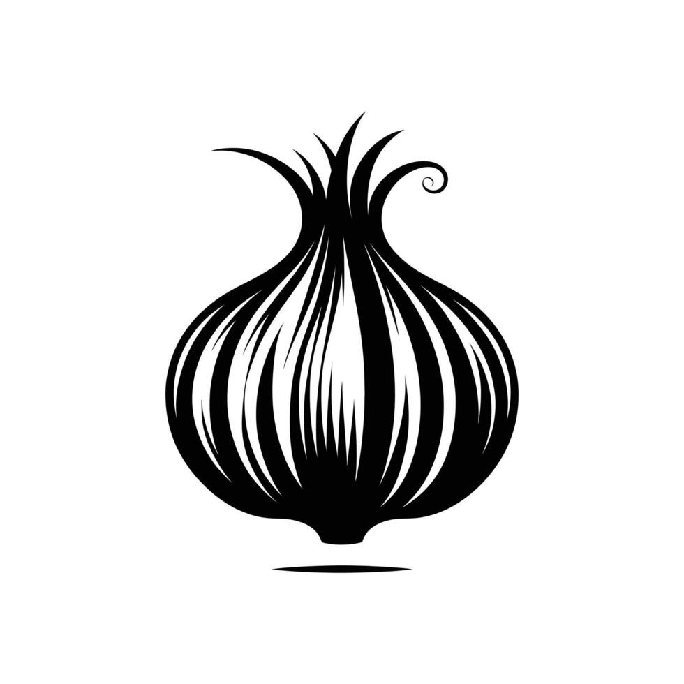 Stylized Garlic Bulb Silhouette - Detailed Silhouette Image for Food and Botanical Design vector