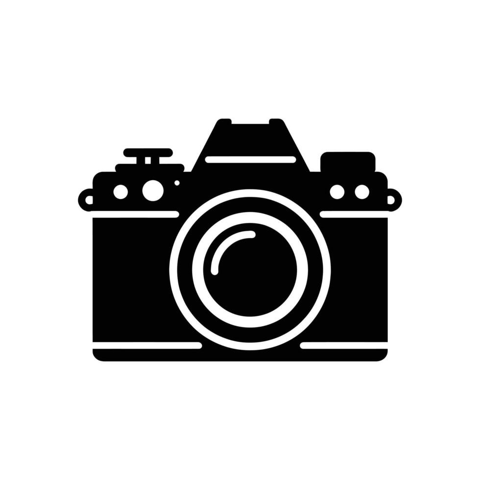 Retro Style DSLR Camera Silhouette - Ideal for Photography and Media Branding vector