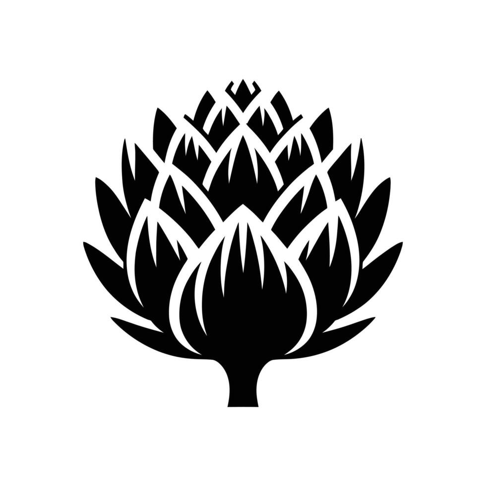 Stylized Artichoke Icon - Intricate Black and White Silhouette for Food, Nature, and Art Projects vector