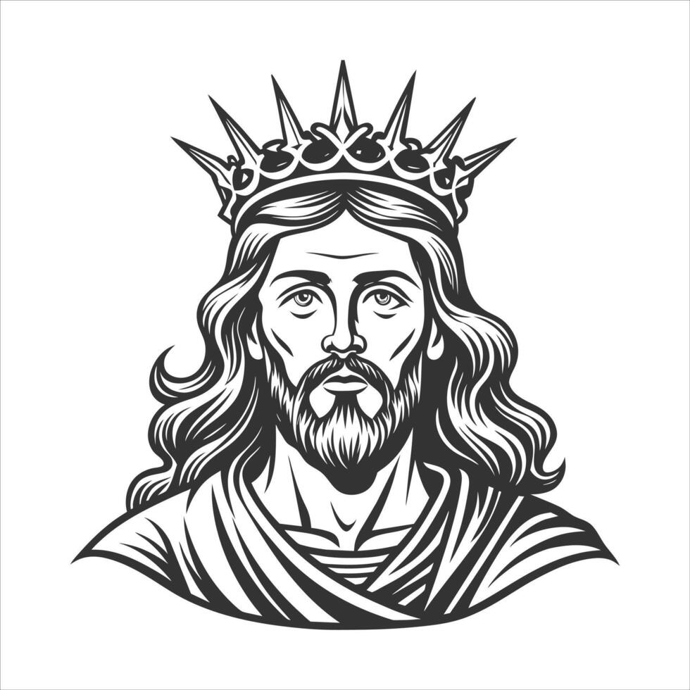 Jesus wearing Crown Art and Illustration vector