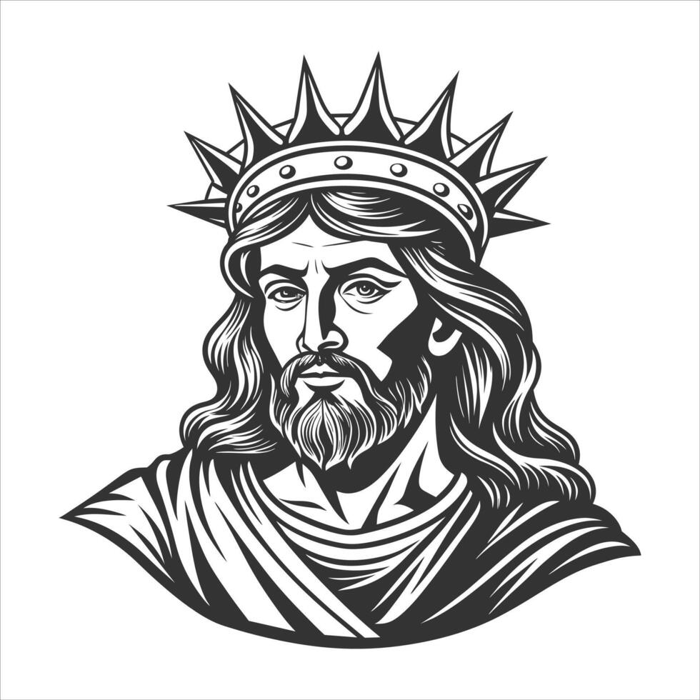 Jesus wearing Crown Art and Illustration vector