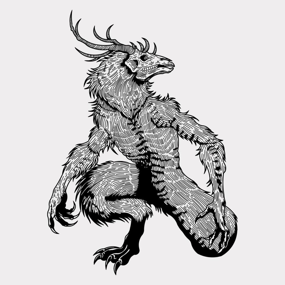 Deer elk demon monster mythology vector