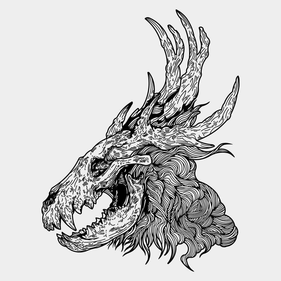 Deer elk demon monster mythology illustration vector
