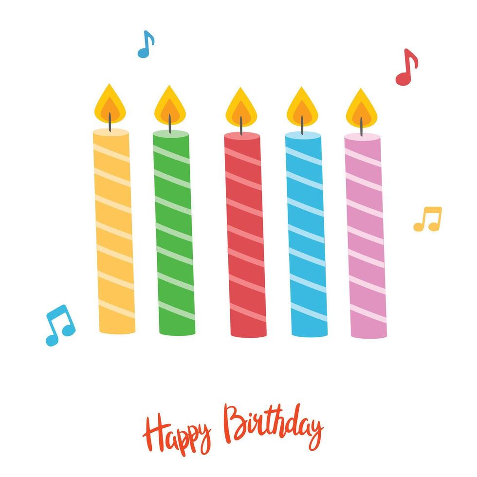 Candle set. Birthday candle clipart. Birthday element. Flat in cartoon style isolated on white background. vector