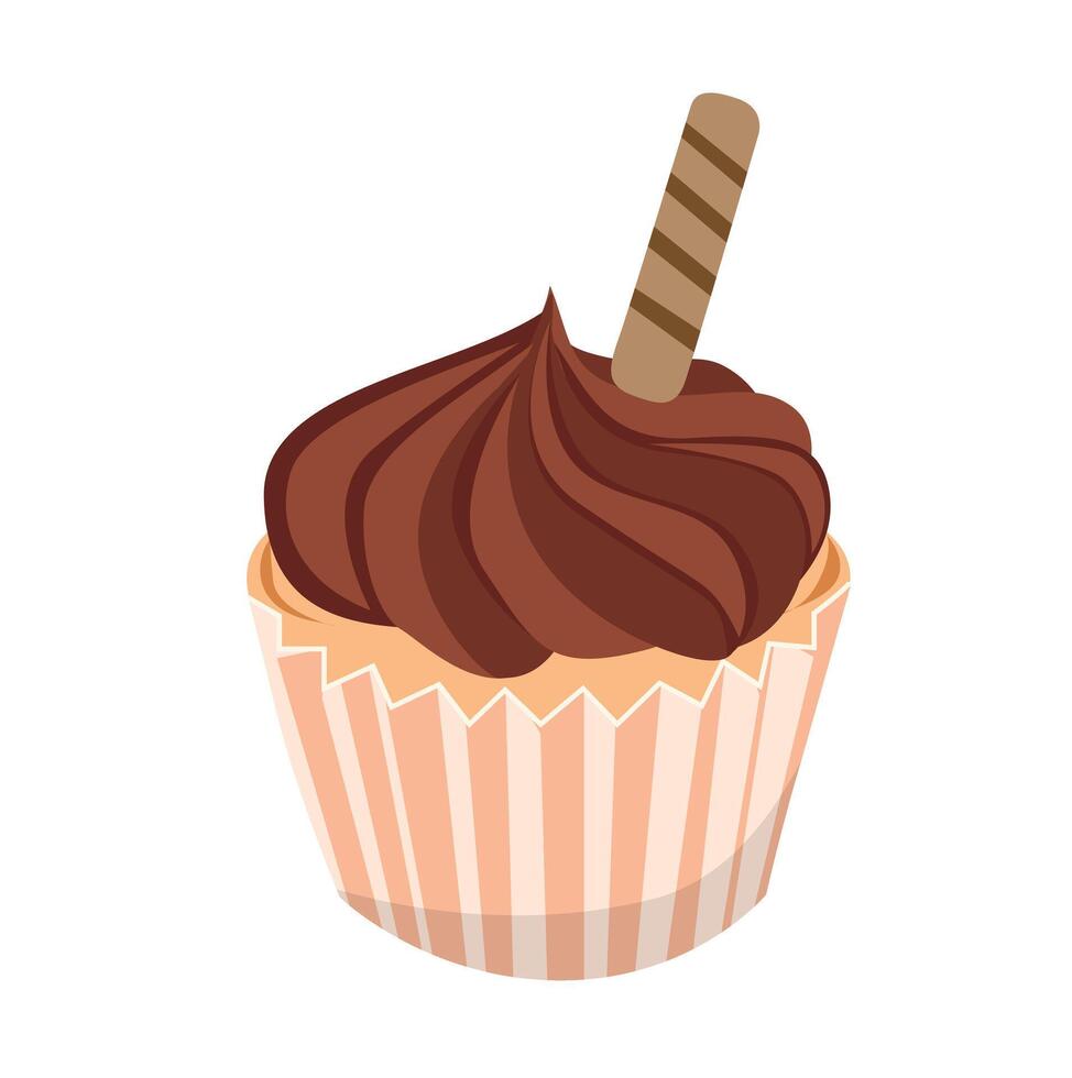 Cupcake set. Party element. Sweet dessert clipart. Birthday element. Flat in cartoon style isolated on white background. vector