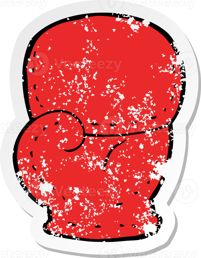 retro distressed sticker of a cartoon boxing glove drawing png