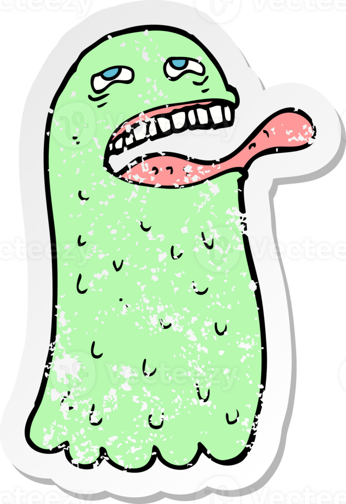 retro distressed sticker of a cartoon funny ghost drawing png