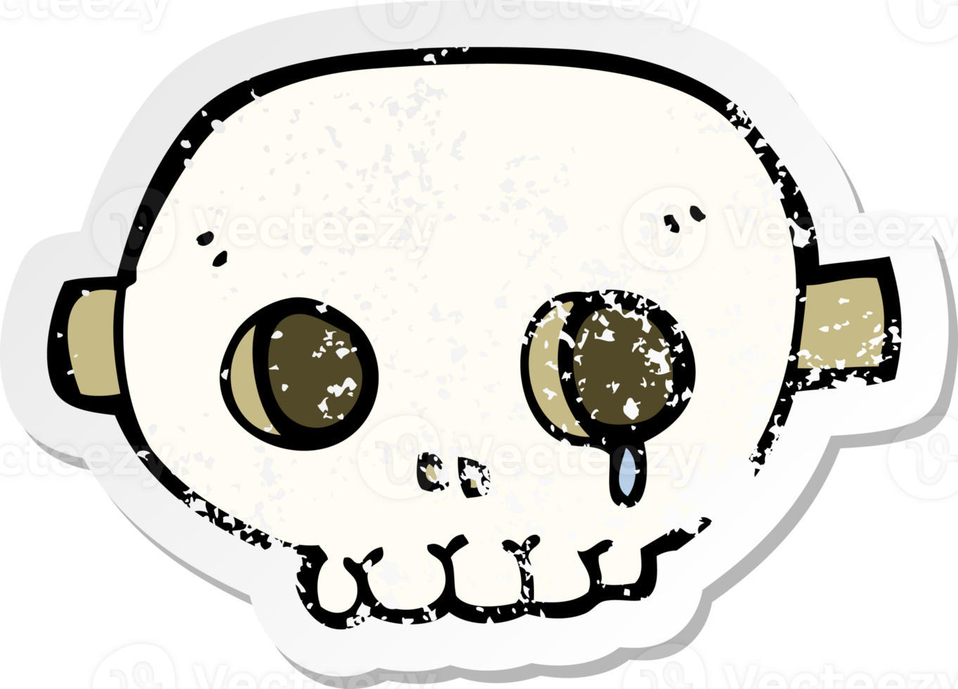 retro distressed sticker of a cartoon skull mask drawing png