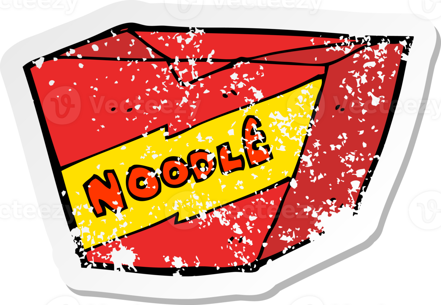 retro distressed sticker of a cartoon noodle box drawing png