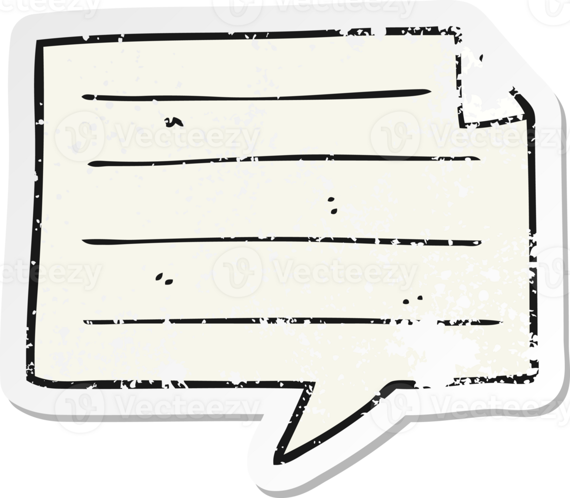 retro distressed sticker of a cartoon notes speech bubble drawing png