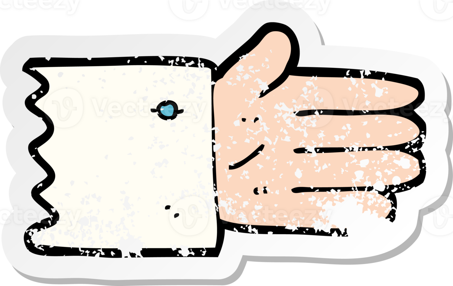 retro distressed sticker of a cartoon open hand symbol drawing png