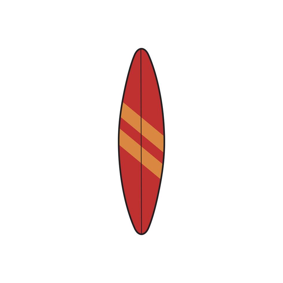 a red surfboard on a white background vector