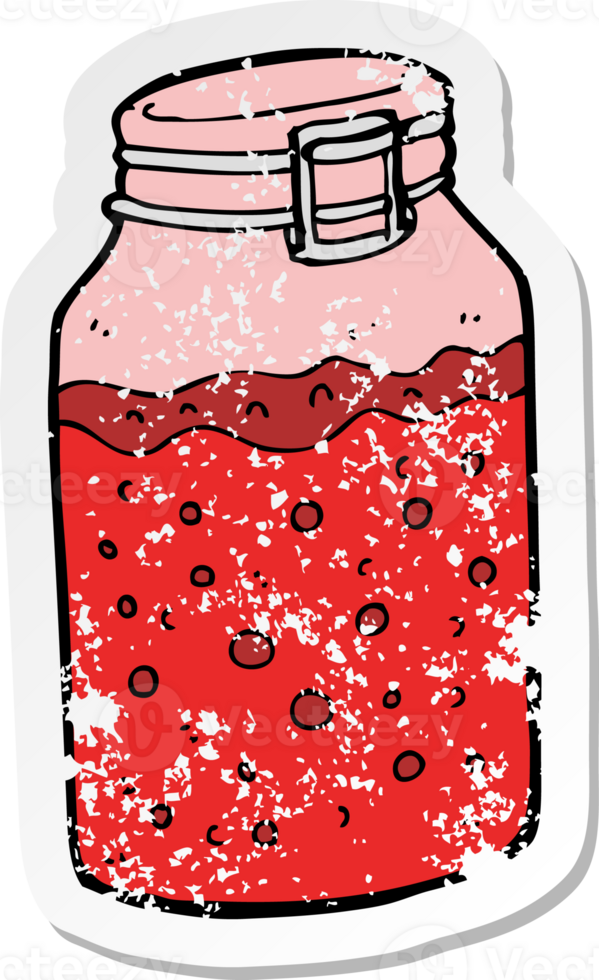 retro distressed sticker of a cartoon home made preserve drawing png