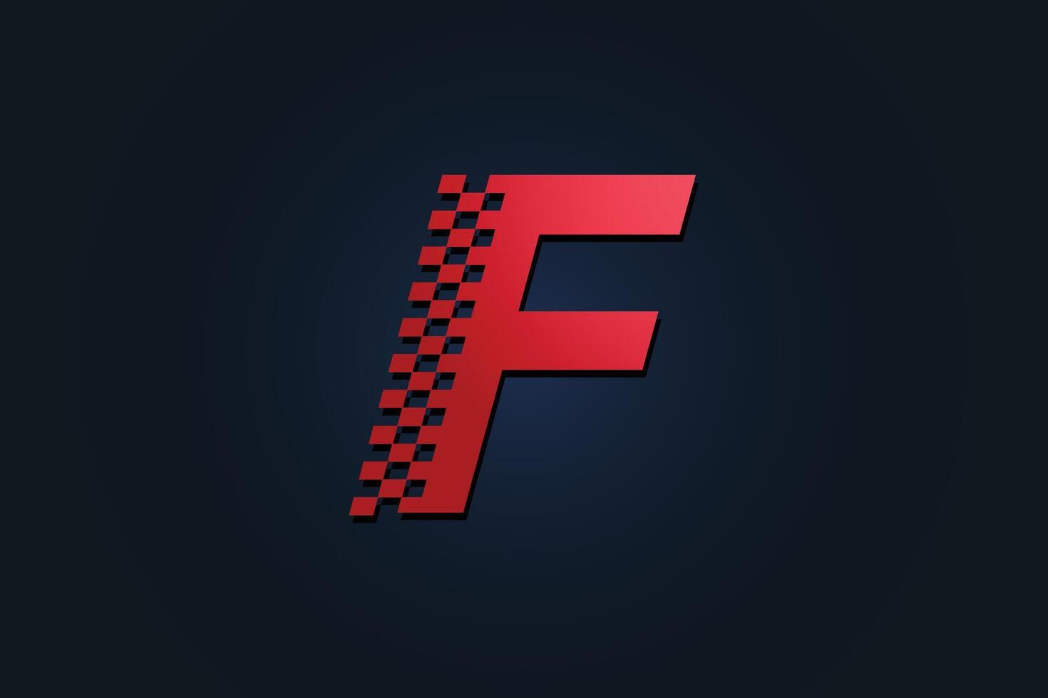 Letter F Logo with racing flag icon vector