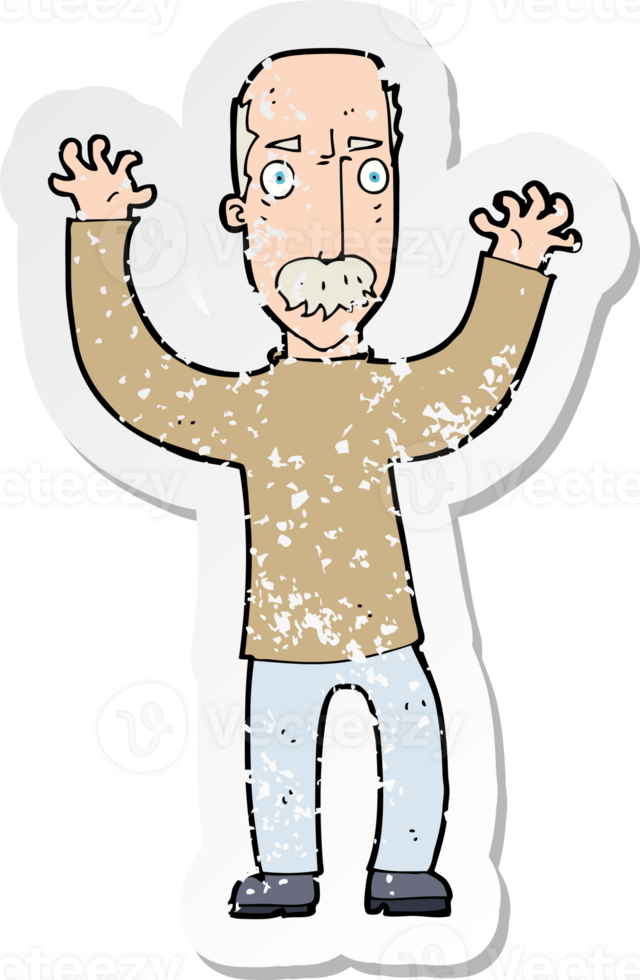 retro distressed sticker of a cartoon angry dad drawing png
