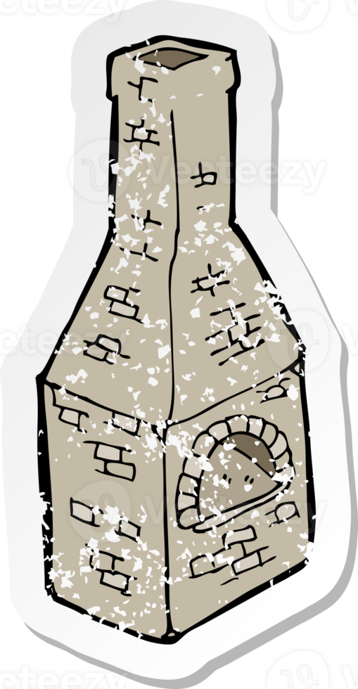 retro distressed sticker of a cartoon old stove chimney drawing png