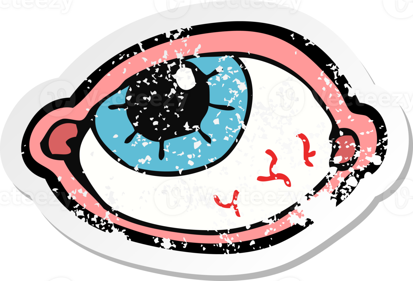 retro distressed sticker of a cartoon spooky eye drawing png