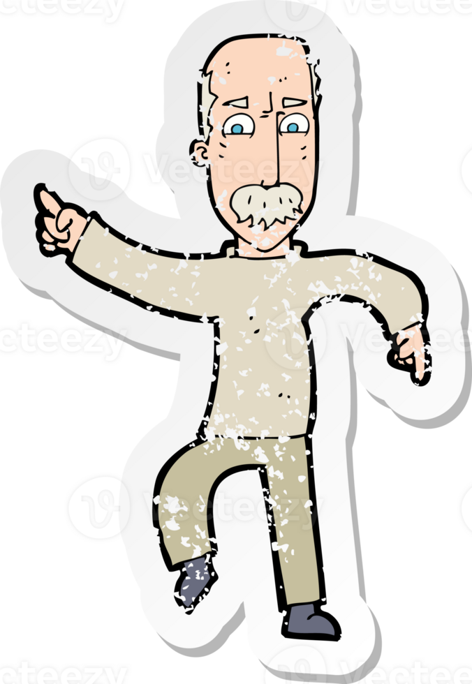 retro distressed sticker of a cartoon angry old man drawing png