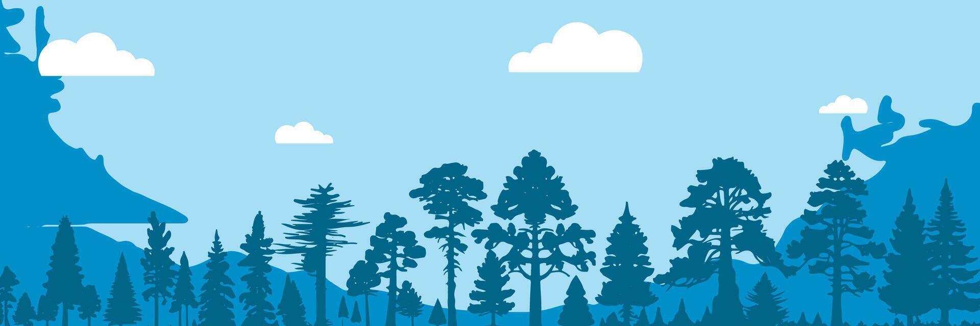 crowd of forest pine tree silhouettes vector