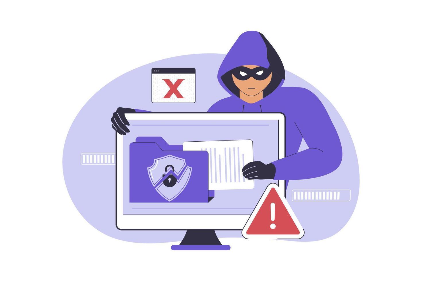 Data breach security attack illustration concept vector