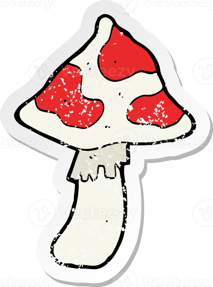 retro distressed sticker of a cartoon toadstool drawing png