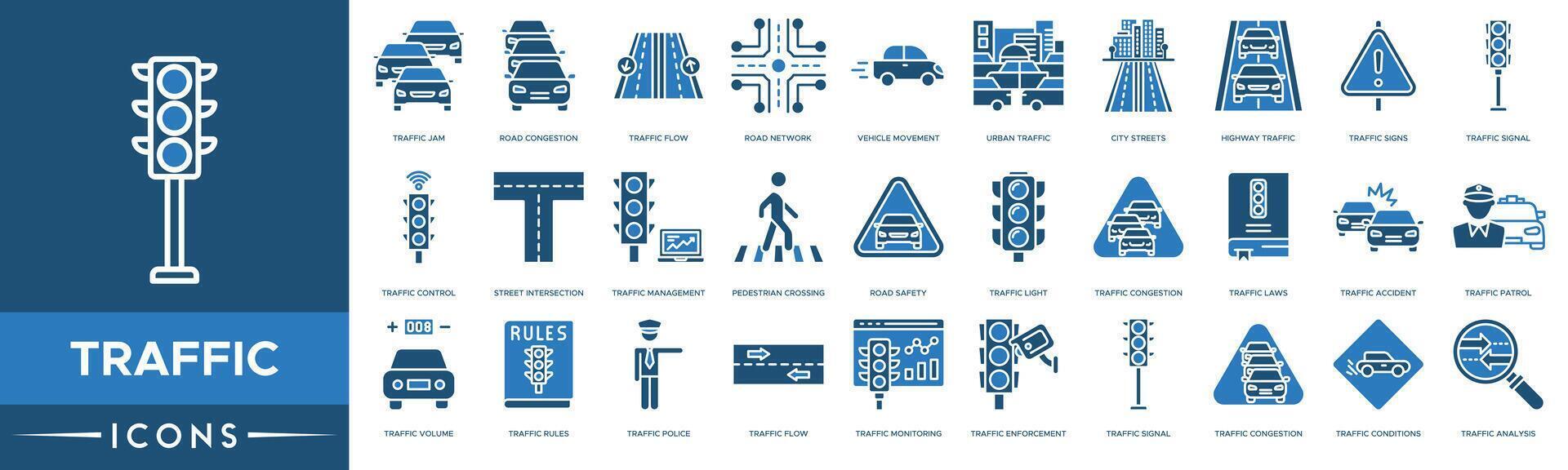 Traffic icon. Traffic Jam, Road Congestion, Traffic Flow, Road Network, Vehicle Movement, Urban, City Streets, Highway and Traffic Signs vector