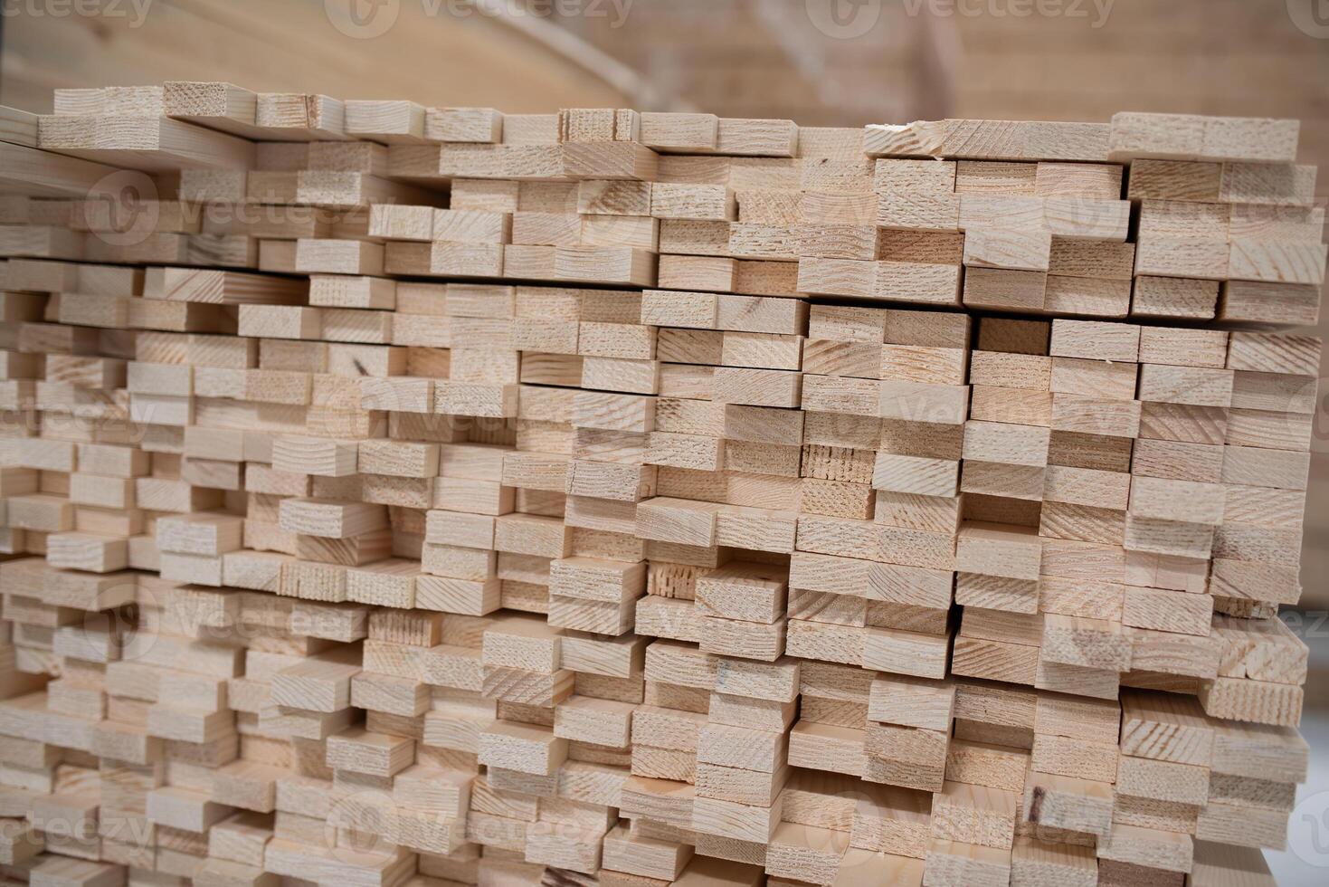 A vast warehouse in the forestry industry, showcasing a plethora of wooden products, including boards and various timber items neatly organized in storage photo