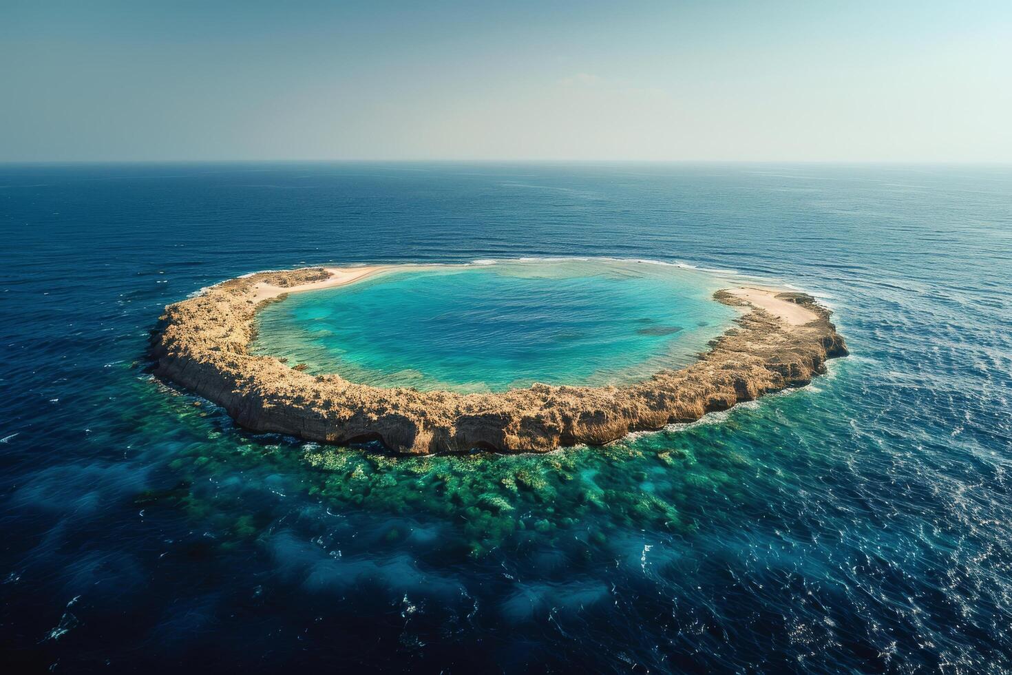 Aerial View of a Small Island With Coral Reefs in the Red Sea photo