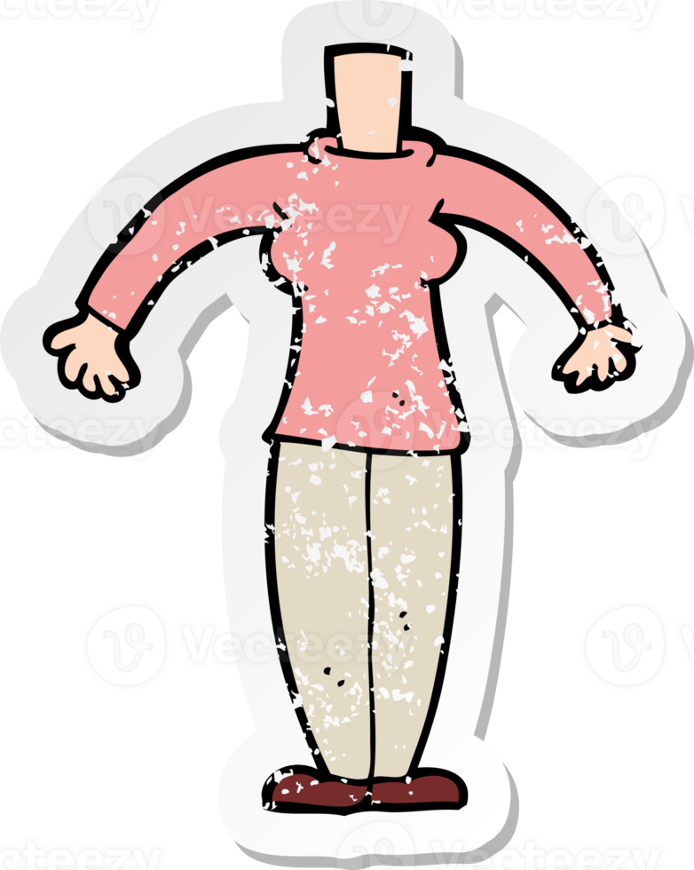 retro distressed sticker of a cartoon female body drawing png
