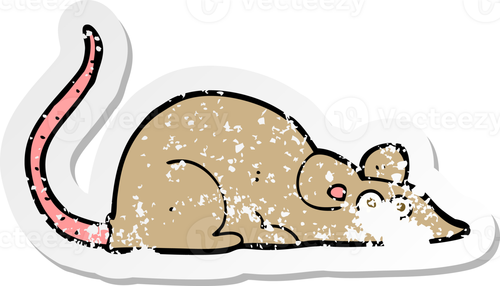 retro distressed sticker of a cartoon mouse drawing png