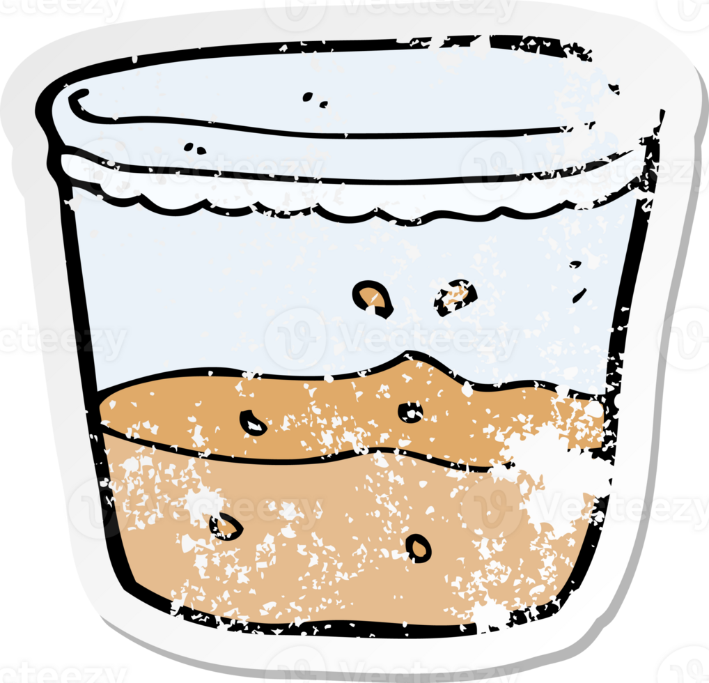 retro distressed sticker of a cartoon glass of rum drawing png