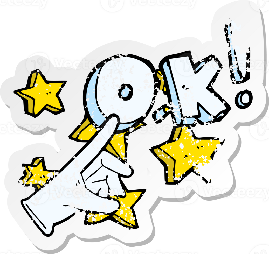retro distressed sticker of a cartoon ok symbol drawing png