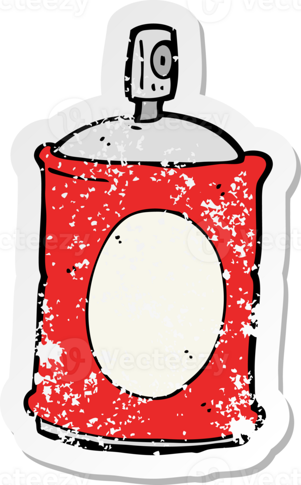 retro distressed sticker of a cartoon spray can drawing png