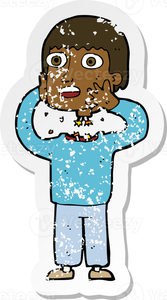 retro distressed sticker of a cartoon secret robot drawing png