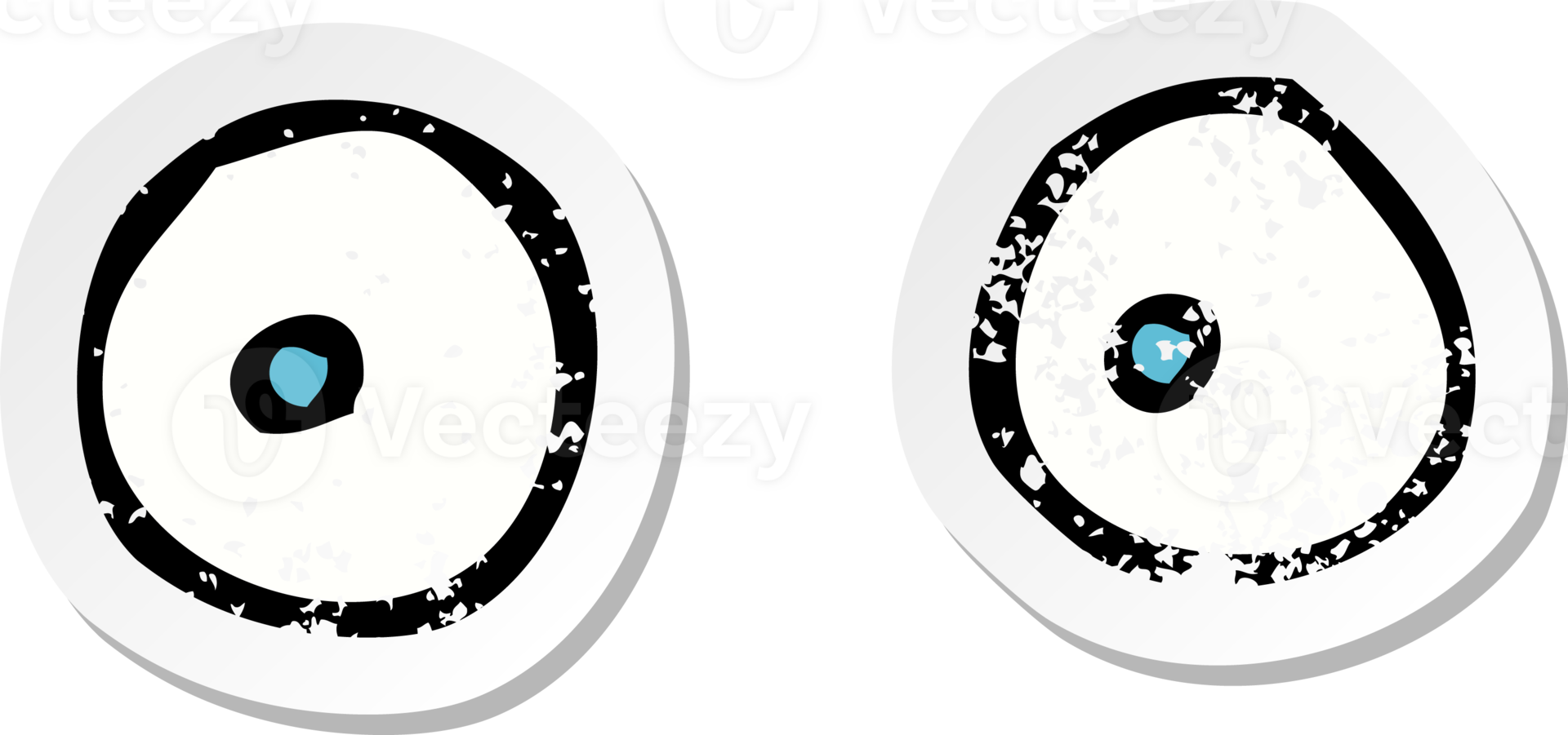 retro distressed sticker of a cartoon eyes drawing png