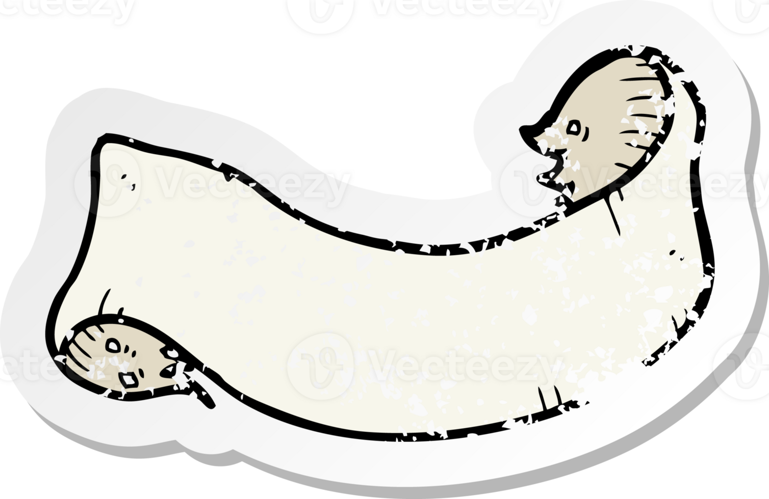retro distressed sticker of a cartoon tattoo scroll banner drawing png
