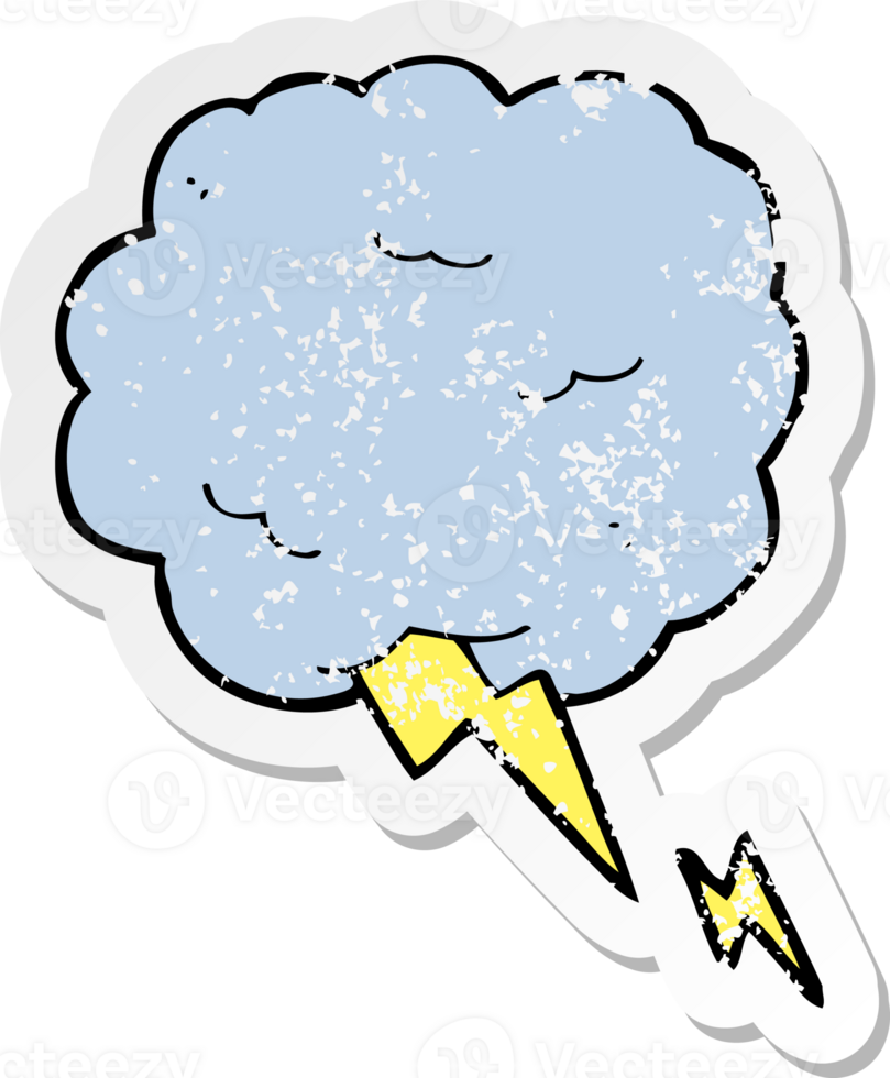 retro distressed sticker of a cartoon thundercloud symbol drawing png