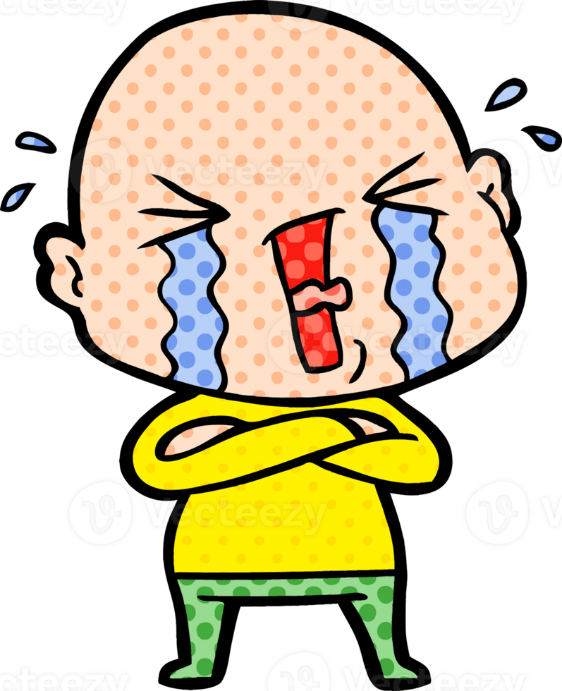 cartoon crying bald man drawing png