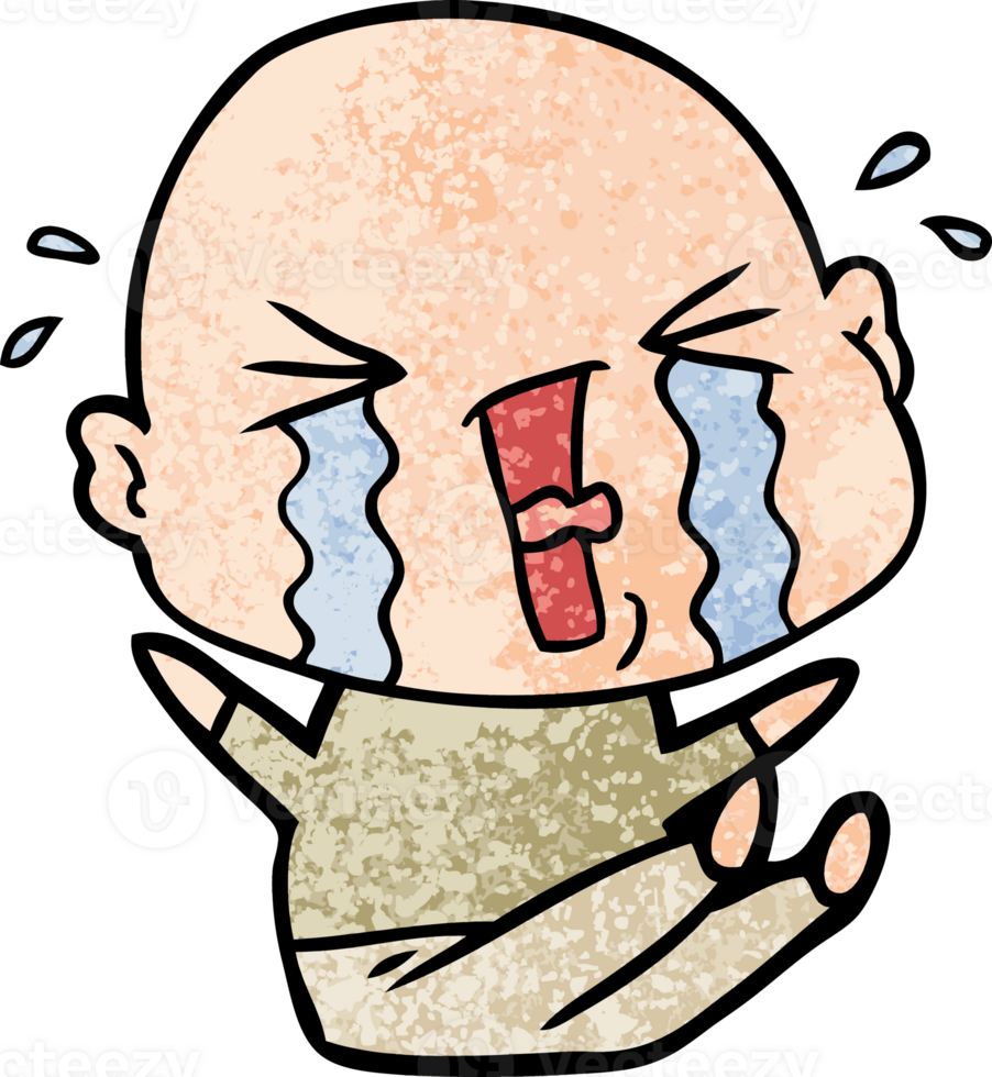 cartoon crying bald man drawing png