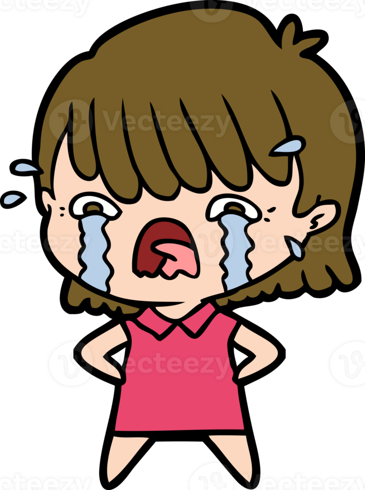 cartoon girl crying drawing png