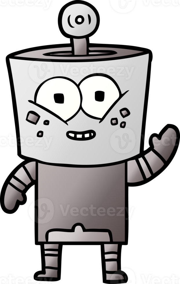happy cartoon robot waving hello drawing png