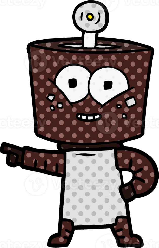 happy cartoon robot pointing drawing png